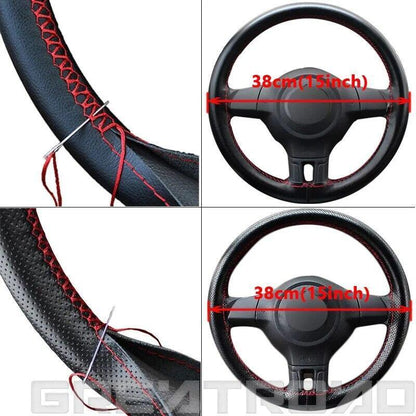 Car Truck Steering Wheel Cover Leather Stitch on 15 16 17 18 19 inch 38 -50cm