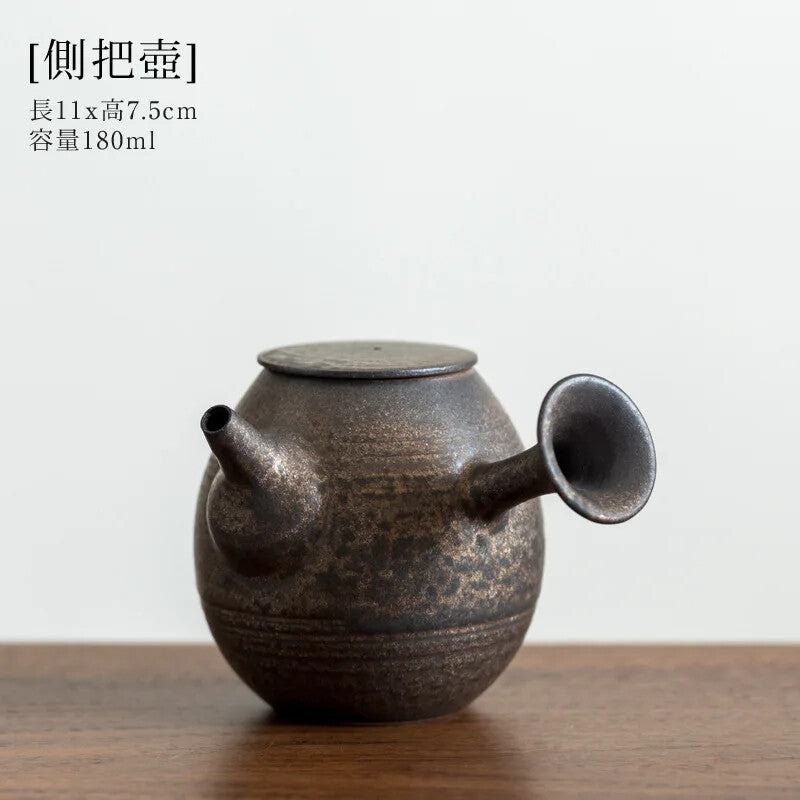 Gilt Glaze Teapot Side Handle Tea Rust Stoneware Kung Fu Set Ceramic Single Pot