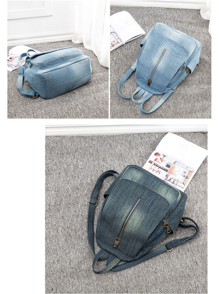 Women's Denim Small Mini Backpack Rucksack Daypack Travel bag Cute Purse Retro