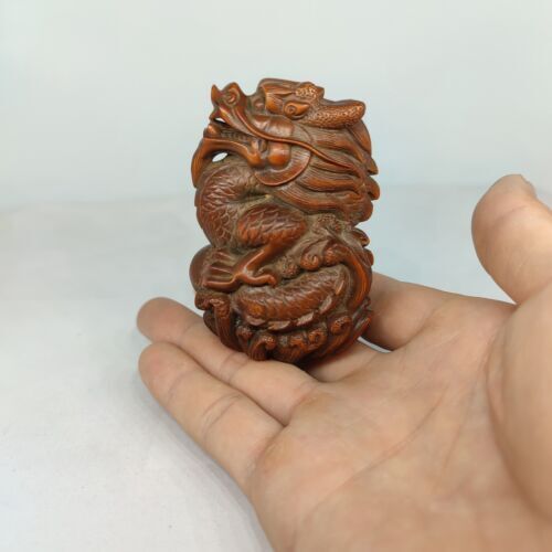 vintage wooden dragon sculpture statue Boxwood Wood carved figure room decor