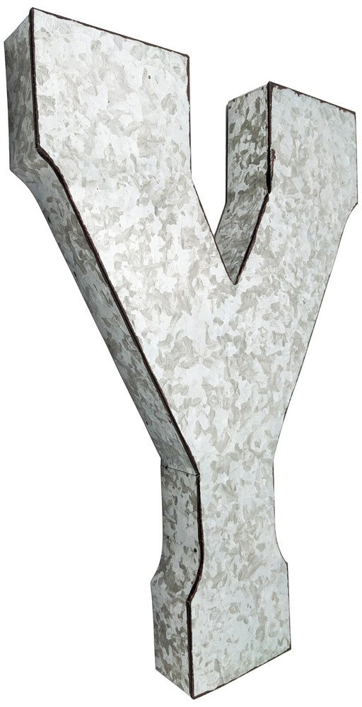 Huge 20" Metal Letter Hanging Wall Décor, Galvanized Metal with Rusted Edges