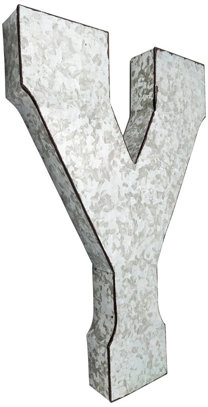 Huge 20" Metal Letter Hanging Wall Décor, Galvanized Metal with Rusted Edges