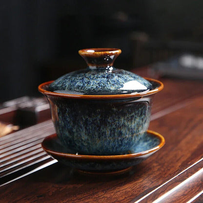 Yixing Ceramic Gaiwan Teacup Tea tureen Bowl Japanese Retro Home set Drinkware
