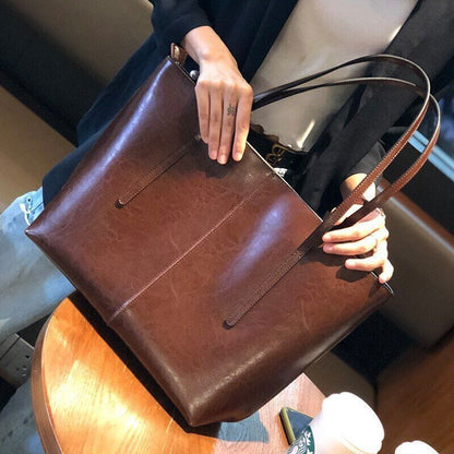 Genuine Leather Handbag Women Office Female Tote Big Shoulder Bags
