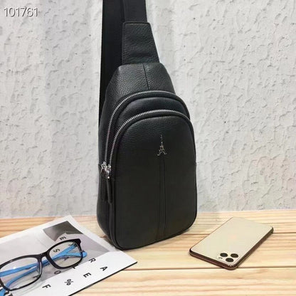 Sling Backpack Men's Genuine Leather Crossbody Chest Bag Sling Shoulder Bag
