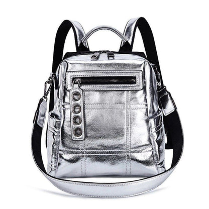 Glitter Backpack Shoulder Bag Multifunction Schoolbag Rucksack Travel Bag Silver