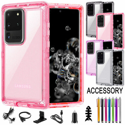 For Samsung Galaxy S20 Ultra Plus Transparent Case Clear Phone Cover + Accessory