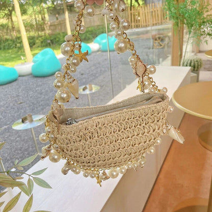 Straw Bag Women Handbags Half Moon Beach Shoulder Bag Crossbody Bags Ladies
