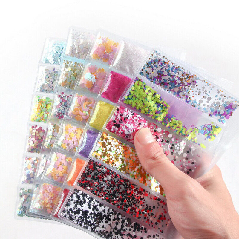 6 grids/bag Nail Art Sequins Colorful Nail Polish Flakes Foils For ManicurSE