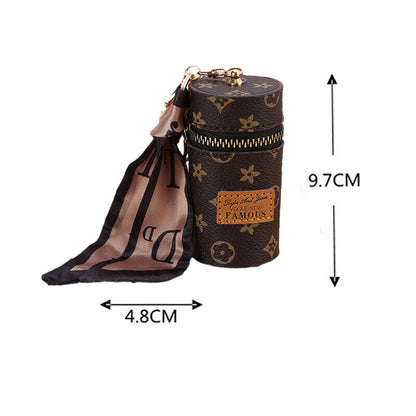 Bucket Lipstick Bag Leather Mini Keychain CharmHandbag Backpack Pendant Storage