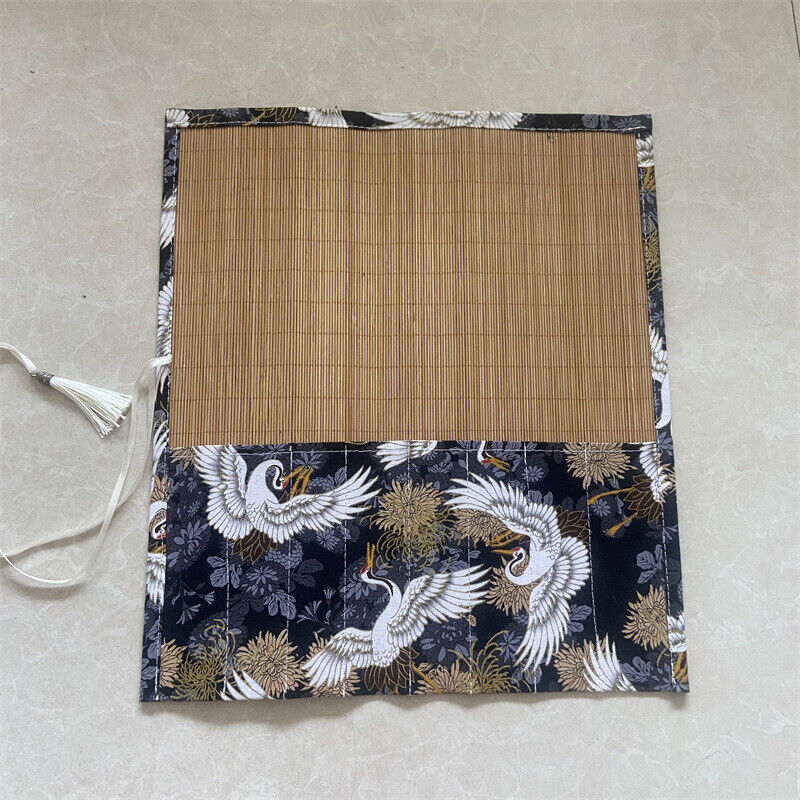 Retro Painting Brushes Holder Storage Bamboo Rolling Bag Calligraphy Pens Case