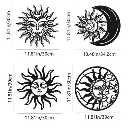 1pc Metal Sun And Moon Wall Decor,Metal Wall Art For Living Room Sculpture