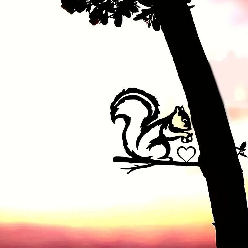 Add a Touch of Whimsy to Outdoor Space with Metal Big Tail Squirrel Wall Art
