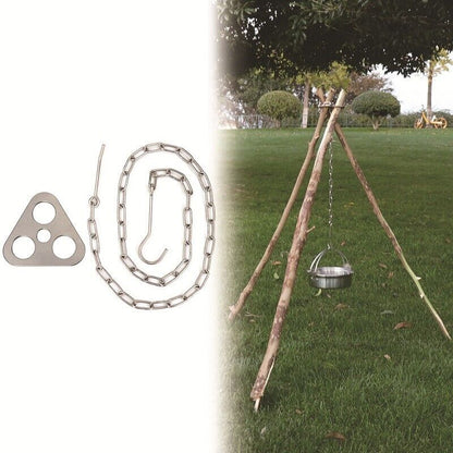 Portable Outdoor Camping Tripod Campfire Cooking Pot Hanger Hook Upgraded Thick