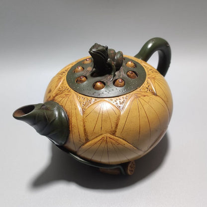 Vintage Chinese Yixing Purple Clay Teapot Zisha Ceremony Nice Frog Lotus Teaware