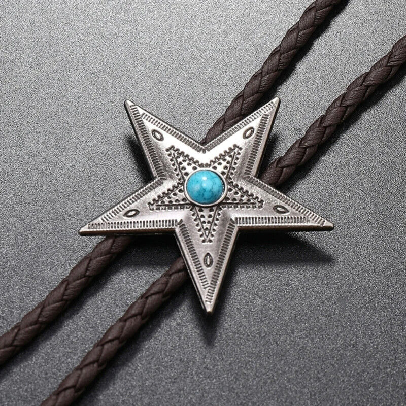 Men Bolo Tie Elegant Black Star Pendant Cowboy Necktie Western Necklace Costumes