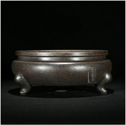Round Chinese Yixing Zisha Shohin Literati Bunjin Bonsai Pot 6.5''x6.5''x2.75''