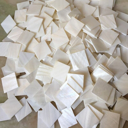 Mother Of Pearl Shell Sheets 20Pcs White Natural Freshwater Crafts Decor 20x20mm