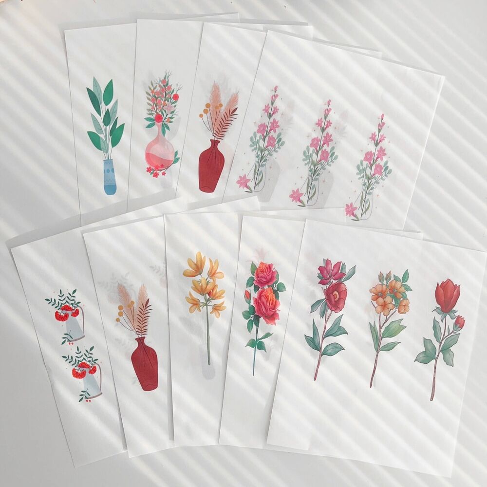 Polymer Image Transfer Paper Plants Flowers Leaf Decals DIY Jewelry Craft Tools