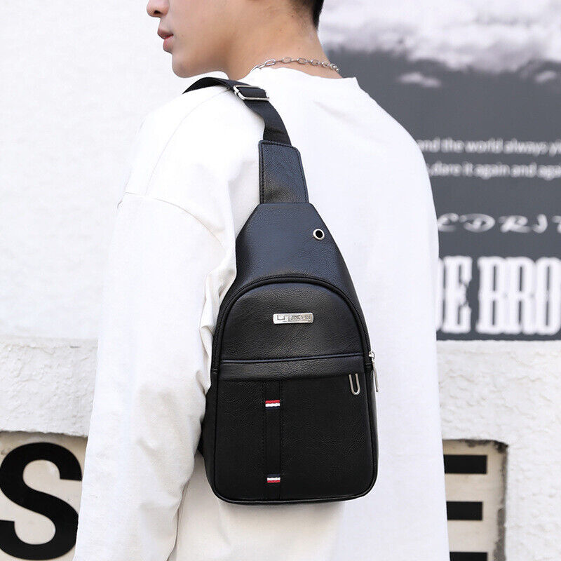 Fashion Shoulder Bag Chest Pack Canvas USB Charging Crossbody Handbag Waist Pack