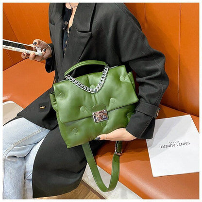 Shoulder Crossbody Bag Padded Tote Purse Handbag Cotton 30*24*8 CM Chain Handle