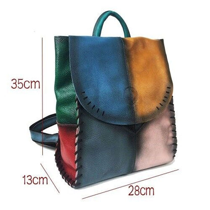 Top Cow Leather Women's Backpack, New Desinger Colorful Bag Travel Rucksack Bag