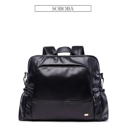 Black Diaper Bag Smooth Nursing Changing Backpack for Newborn Baby 2 Straps