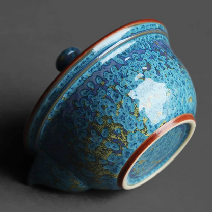 Ceramic Gaiwan Teapot Blue Chinese Tea Bowl with Lid Tea Makers 170ml