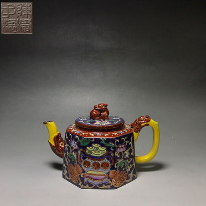 Chinese Yixing Zisha Clay Handmade Exquisite Teapot （八方聚财 底款：陈涛手制）