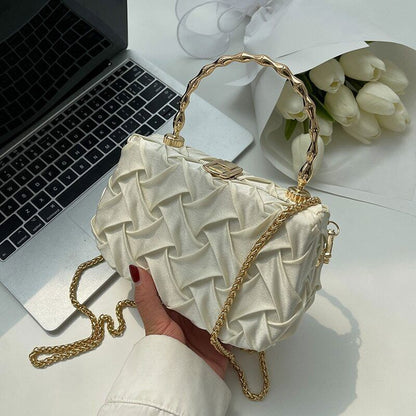 Small Tote Bag With Metal Portable Chain Women's Handbag Shoulder Bag
