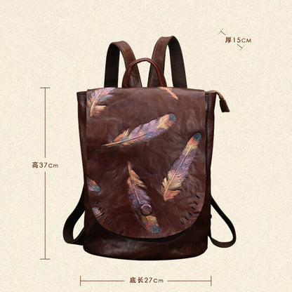 Luxury Women Bag, New Desinger Top Cow Leather Embossed Backpack, Retro Rucksack