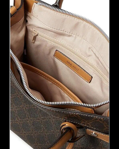 New Nine West Bettina Satchel Brown CamelTote Handbag For Women Workbag Gift