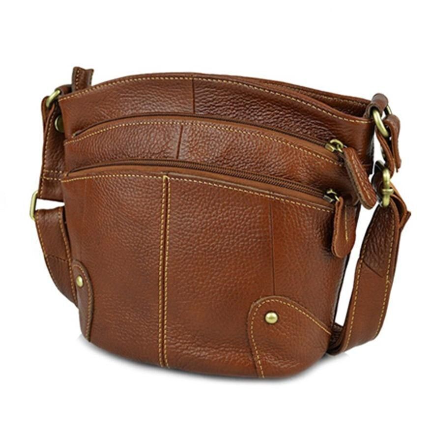 Cowhide Women Crossbody Bag Leather Small Messenger Bag Shoulder Polyester Pouch