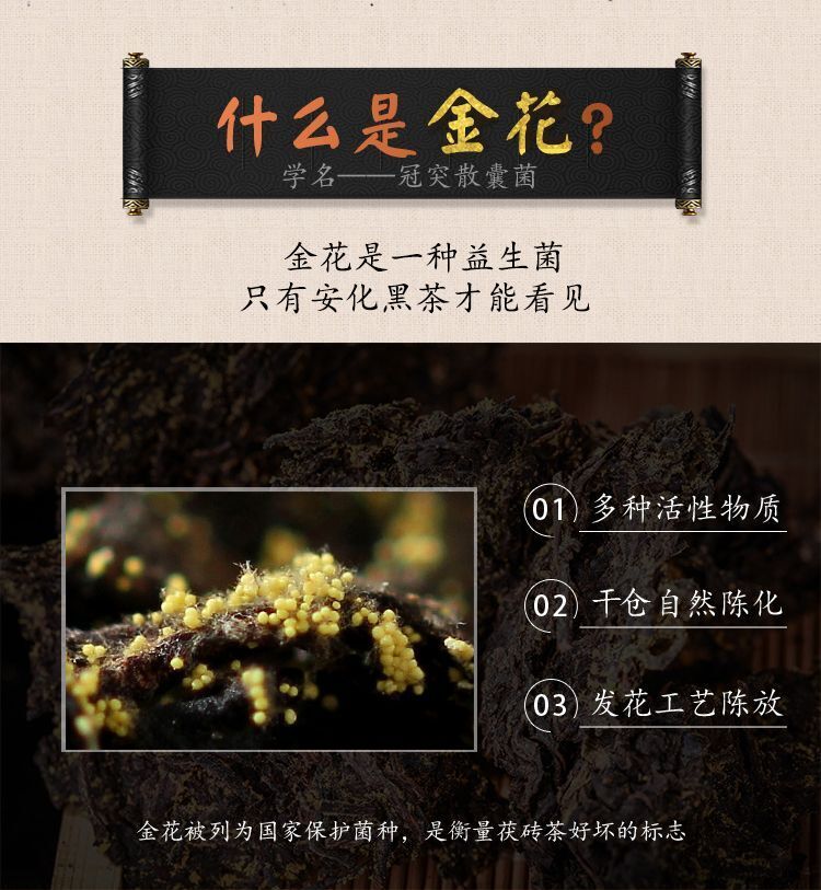 1000g Hunan Specialties Anhua Black Tea 正宗湖南安化黑茶 天尖料金花手筑茯砖茶黑茶