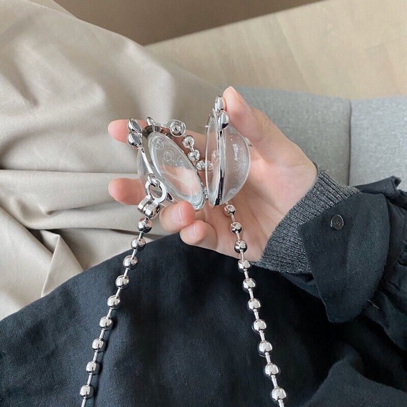 Women Mini Bag Crystal Chains Sequined Fashion Sweet Hasp Handbag Shoulder 7.5cm