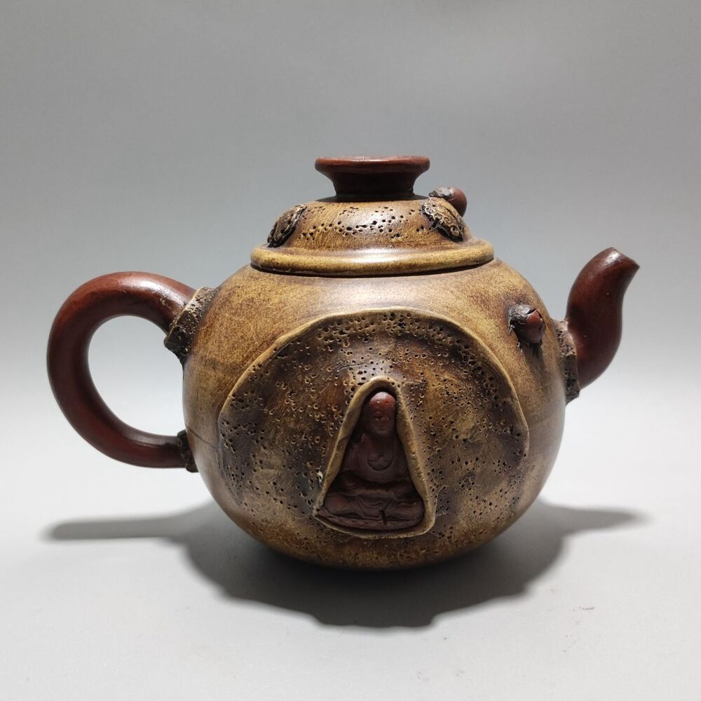 Vintage Chinese Yixing Purple Clay Teapot Zisha Ceremony Carving Collectible Art