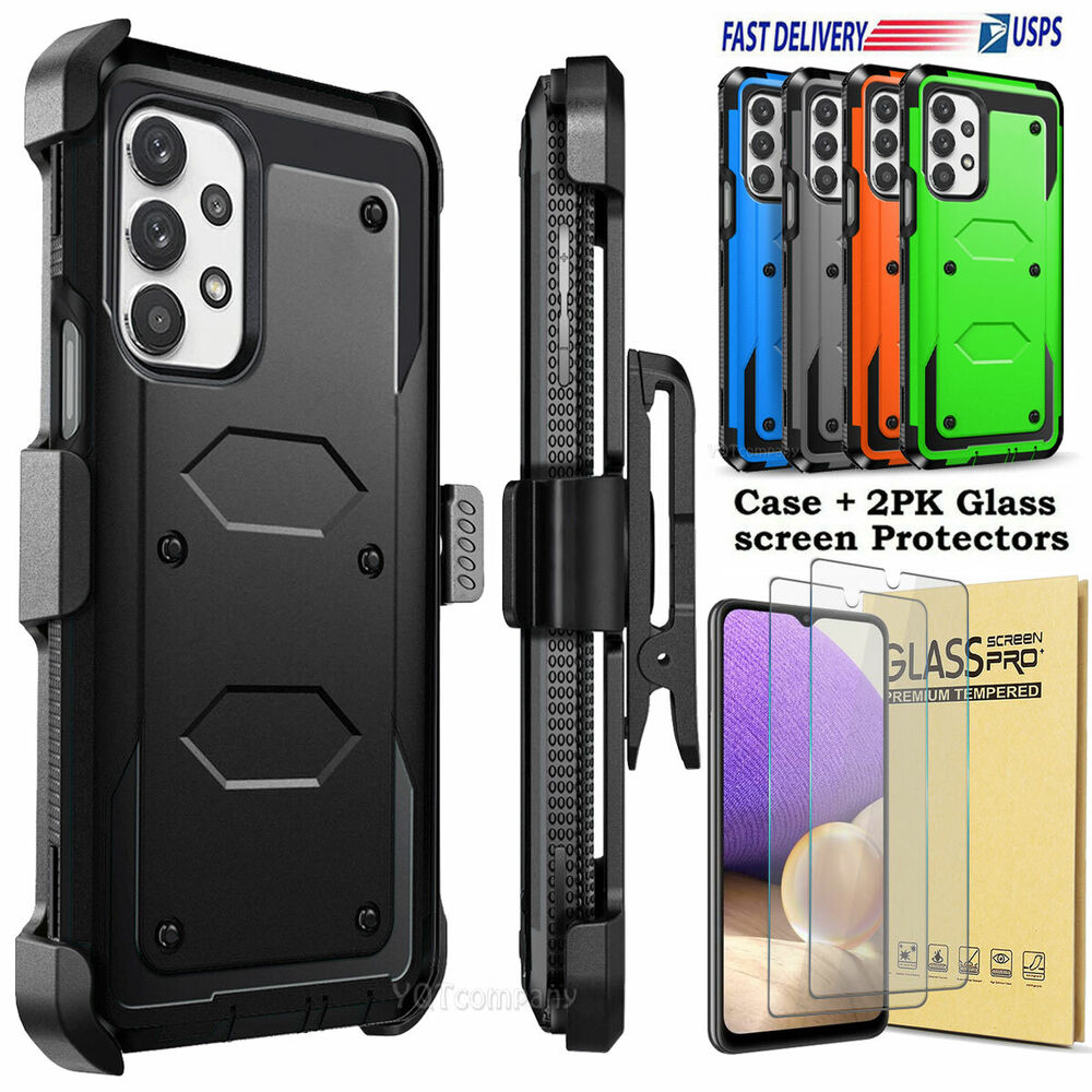 For Samsung Galaxy A32 5G Case Shockproof Rugged Clip Cover + Screen Protector
