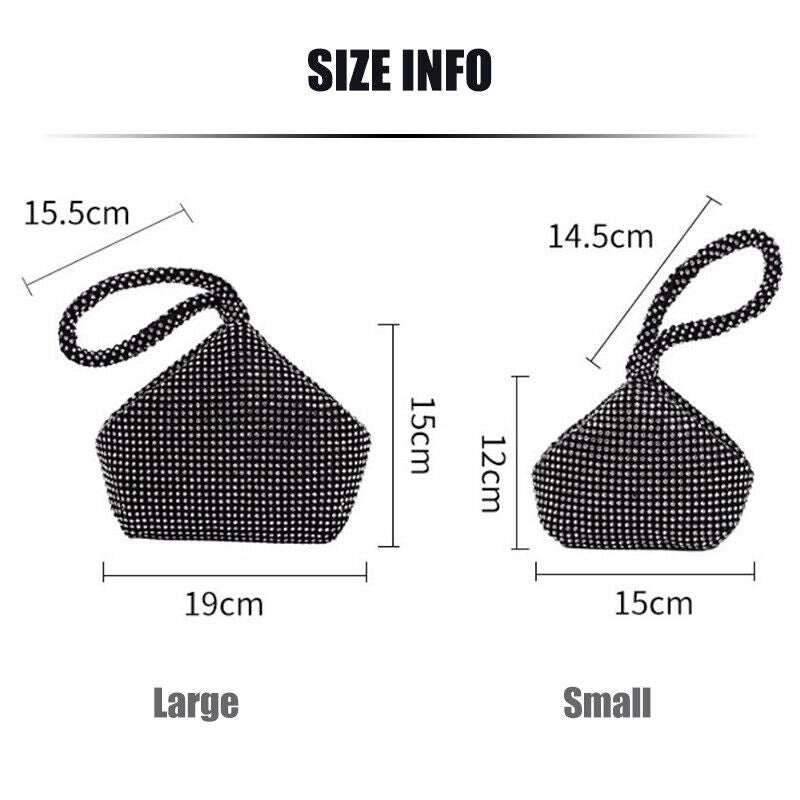 Women Sparkle Diamante Wedding Clutch Purse Prom Evening Party Wrist Bag Handbag