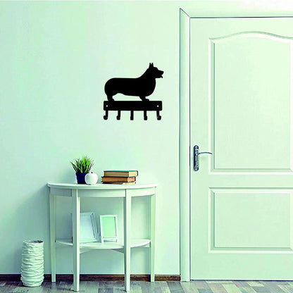 Corgi Dog - Key Hooks & Keychain Holder - 6 Inch Wide/9 Inch Wide Metal Wall Art