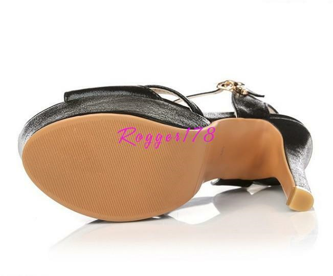 Womens Ankle Strap Super High Heels Open Toe Sandal Dress prom Party shoes pumps