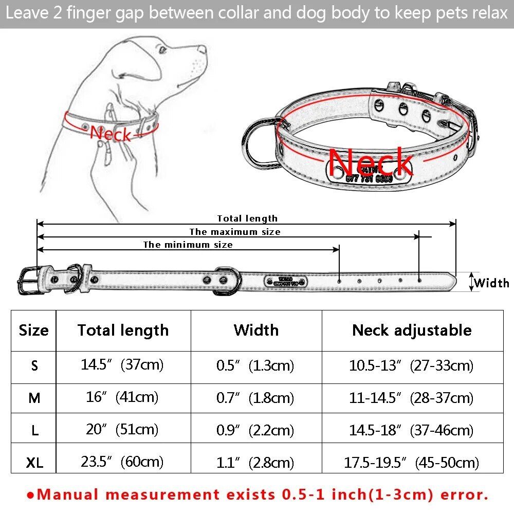 New Collar Para Perro Grande Y Durader, Personalizado De Piel Cuero Acolchado