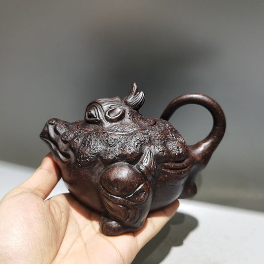 vintage China yixing purple clay teapot zisha ceremony ceramic Toad teaware art