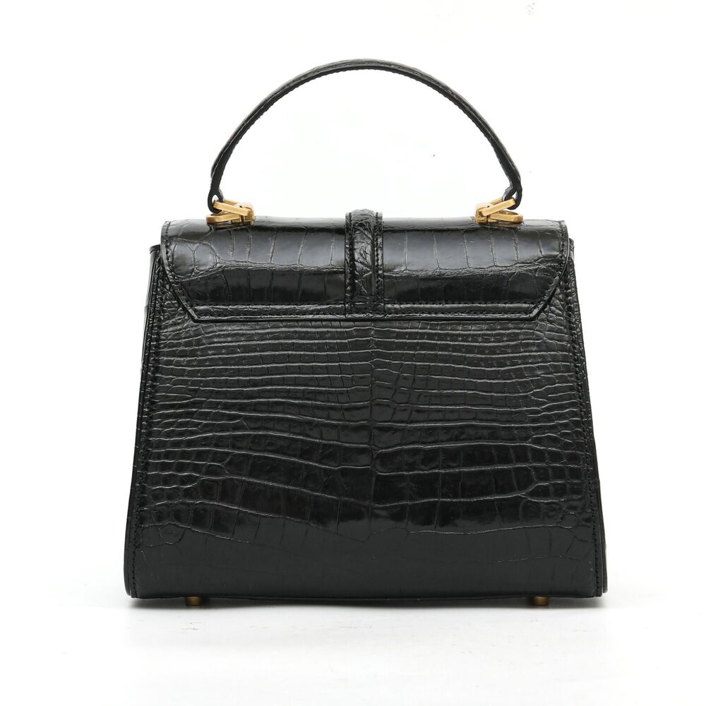 Black Alligator Crocodile Belly Skin Handbag, New Desinger Women's Shouler Bag