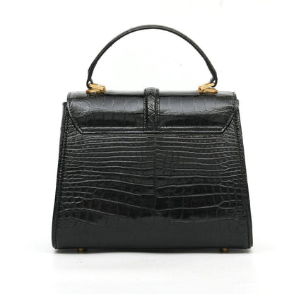 Black Alligator Crocodile Belly Skin Handbag, New Desinger Women's Shouler Bag