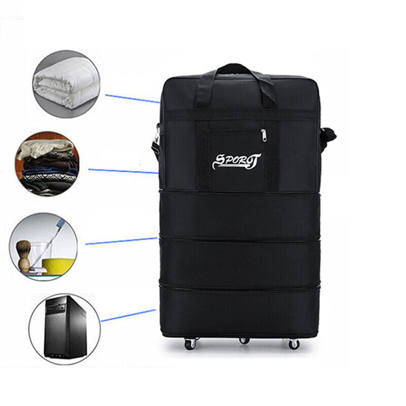 Large Capacity Foldable Luggage Trolley Bags Oxford Expendable Wheel Travel Bags