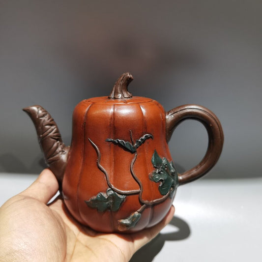 Vintage Chinese Yixing Purple Clay Teapot Zisha Ceremony Fashion Pumpkin Teaware