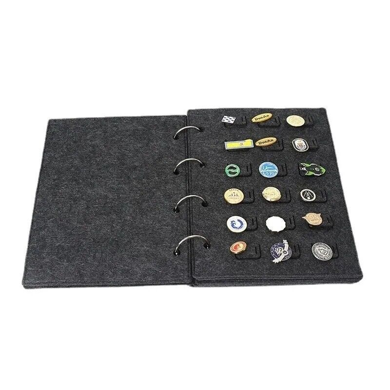 Felt Pin Brooch Display Storage Book Metal Badge Chest Organizer Box 20x2.5x26cm