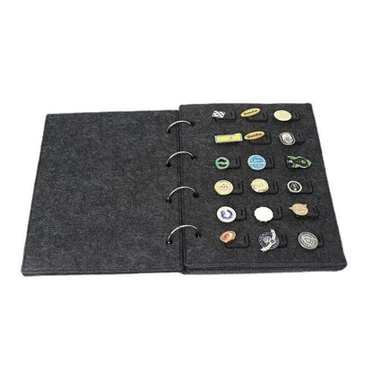 Felt Pin Brooch Display Storage Book Metal Badge Chest Organizer Box 20x2.5x26cm