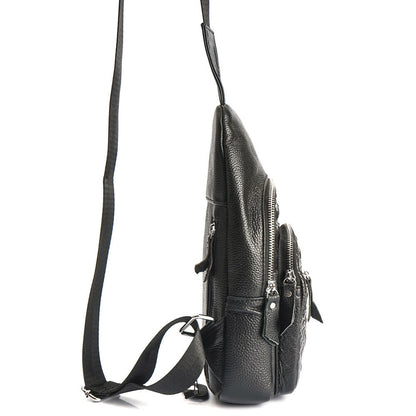 100% Genuine Leather Mens Crocodile Pattern Sling Backpack Crossbody Bag Daypack