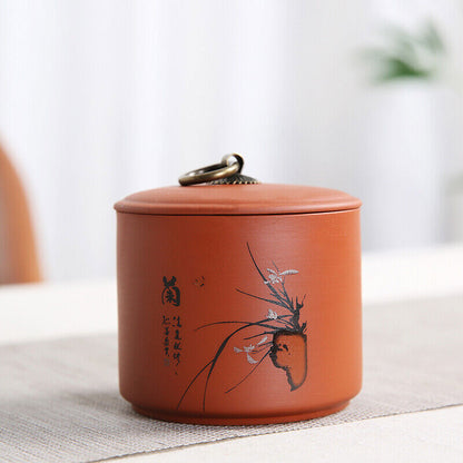 1pc Purple Clay Tea Jar Travel Tea Bag Storage Box Portable Sealed Tea Caddy